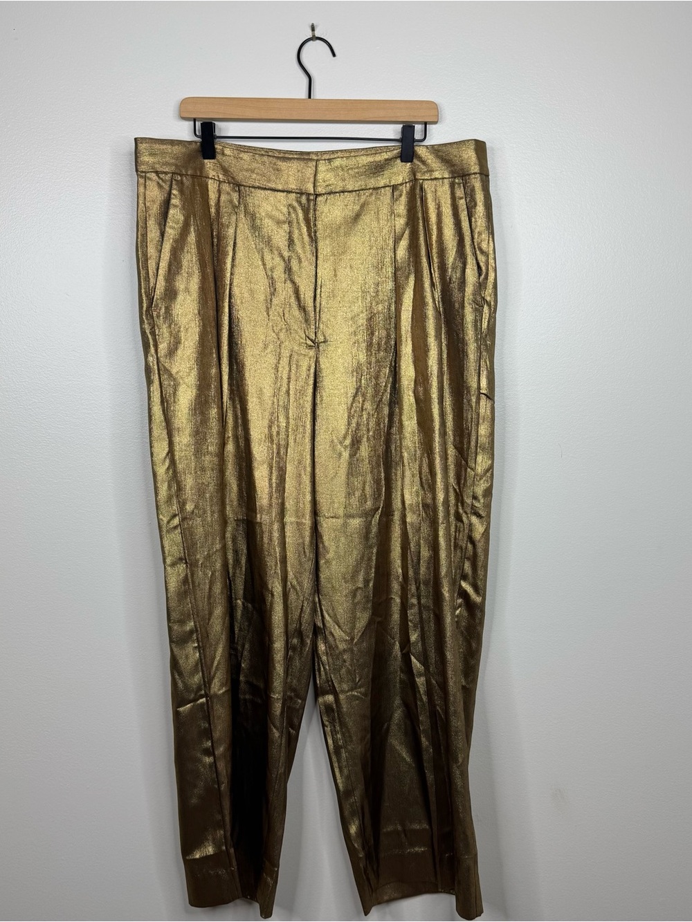 Banana Republic Pleated Wide Leg Shimmer Metallic Dress Pants 18